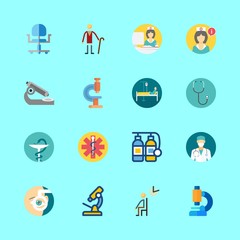 hospital icons set. stethoscope, aid, replacement and lens graphic works