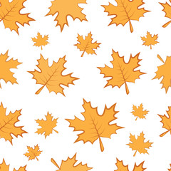 Seamless pattern of the maple leaf is yellow.Autumn pattern