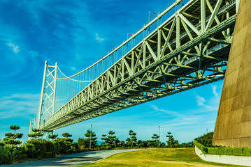 兵庫県・淡路から見る海橋と神戸