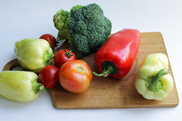 sweet paprika, tomatoes, broccoli. vegetables close-up