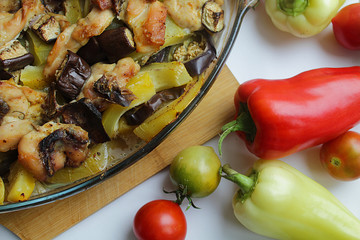 Baked vegetables with chicken