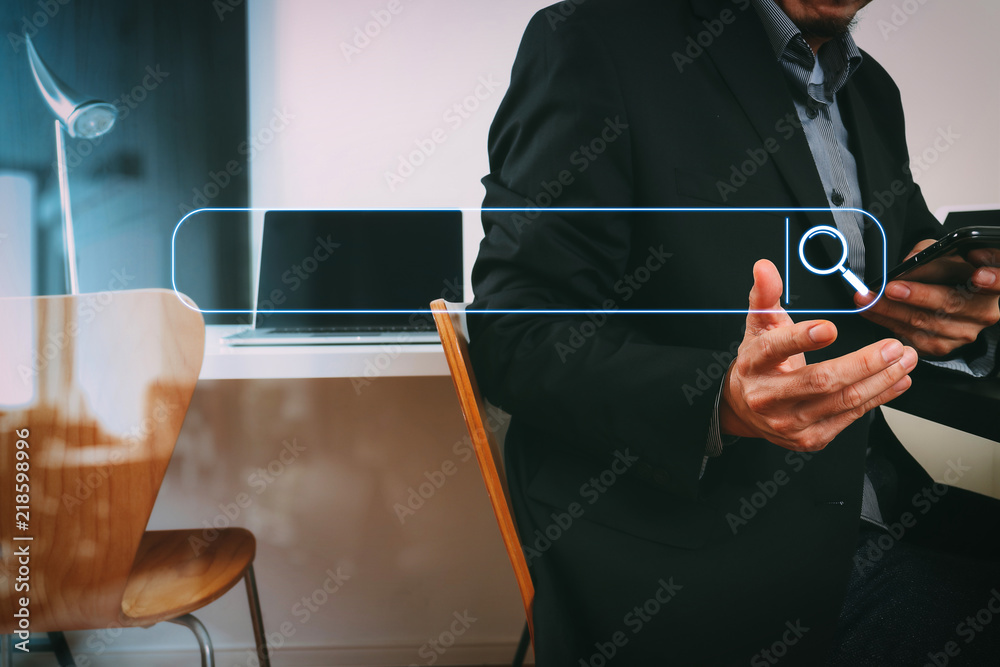 Poster smart medical doctor working with smart phone and digital tablet and laptop computer and stethoscope