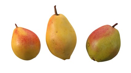 free falling pears isolated on white. realistic 3d illustration