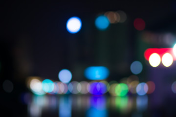 City, street, night defocused, light & blur bokeh. Colorful & dark background.