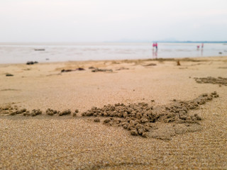 Fototapeta na wymiar Sand beach, with people as background.