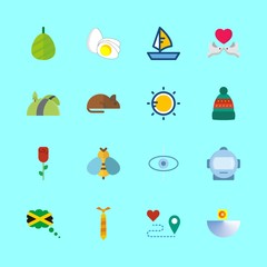 nature vector icons set. jamaica, tie, wasp and love birds in this set