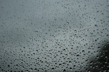 Raindrops on the window.