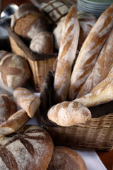 Buns and baguettes in basket