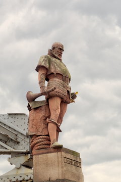 Vasco da Gama Statue auf der Kornhausbr&uuml;cke, Hamburg anno 1903
