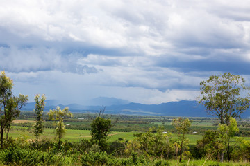 Storm over hills on the Atherton Tableland in Queensland, Australia