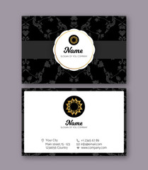 A template for the two sides of the  business card, decorated wi