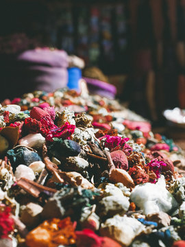 Colorful goods on display on a street market