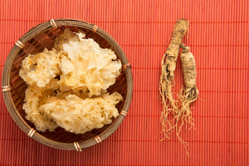 Traditional Chinese herbal health medicine ginseng.