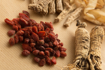 Traditional Chinese herbal health medicine ginseng.