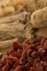 Traditional Chinese herbal health medicine ginseng.