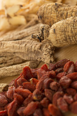 Traditional Chinese herbal health medicine ginseng.