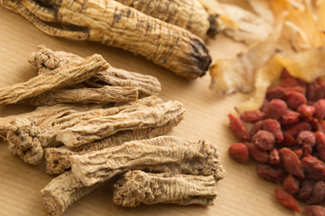 Traditional Chinese herbal health medicine ginseng.