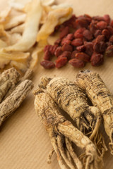 Traditional Chinese herbal health medicine ginseng.