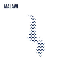 Dotted map of Malawi isolated on white background.