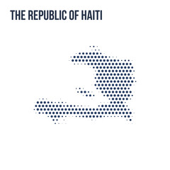 Dotted map of Haiti isolated on white background.