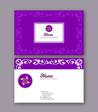 A template for the two sides of the  business card, decorated wi