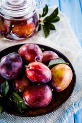 Plims on wooden table