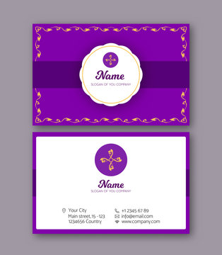 A template for the two sides of the  business card, decorated wi