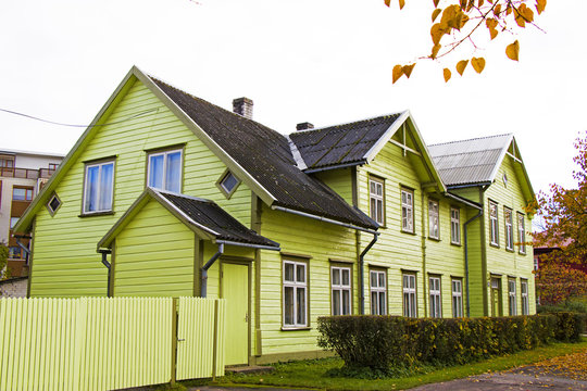 P&auml;rnu or Parnu is a resort city in southwestern Estonia, overlooking P&auml;rnu Bay. Old village houses and street.