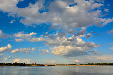 Fototapeta na wymiar Kama River and Votkinskaya HPP, Russia 