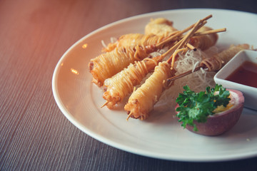 Deep Fried Wrapped Shrimp with Longevity Noodles