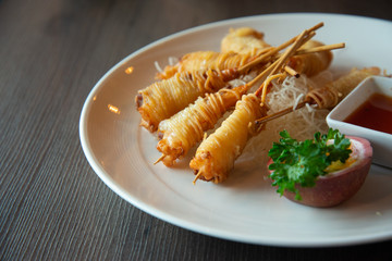 Deep Fried Wrapped Shrimp with Longevity Noodles