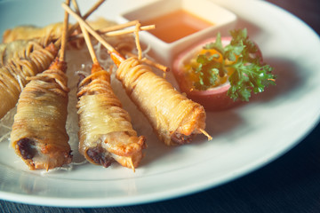 Deep Fried Wrapped Shrimp with Longevity Noodles