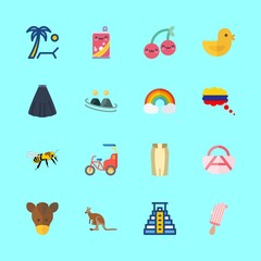 summer icons set. lady, canada, fizzy and garden graphic works