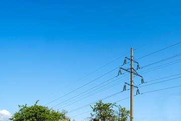 Obraz premium high voltage post.High-voltage tower sky background.
