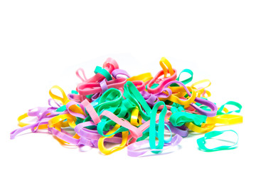 Colorful hair rubber bands isolated on white background