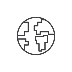 Planet earth outline icon. linear style sign for mobile concept and web design. Globe simple line vector icon. Symbol, logo illustration. Pixel perfect vector graphics