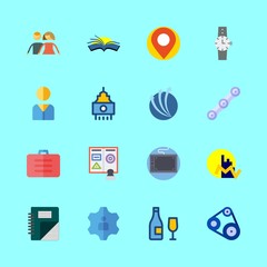 business vector icons set. passport, library logo, tablet and tourism company logo in this set