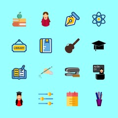 16 school icons set