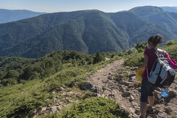 Beautiful mountain view from the entrances on the path to the Kozya Stena hut. The Troyan Balkan is exceptionally picturesque and offers a combination of wonderful mountain scenery, fresh air.