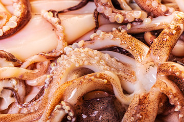 raw squid prepared for cooking