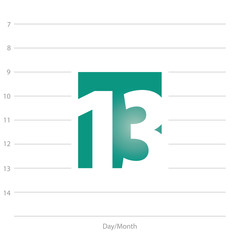 2019 Calendar day 13 planner sea green background