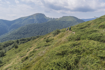 Fototapeta premium Beautiful mountain view from the entrances on the path to the Eho hut. The Troyan Balkan is exceptionally picturesque and offers a combination of wonderful mountain scenery, fresh air.