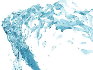 Splashing blue sparkling pure water. Abstract nature background