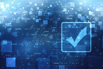 Check mark symbol in digital background,  Technology abstract background