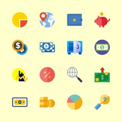 finance icons set. discount, hands, red and tower graphic works