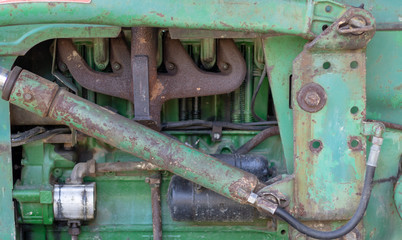 Fototapeta na wymiar View on an old tractor engine
