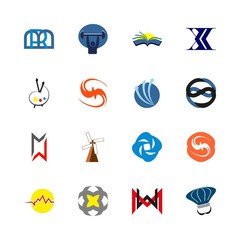 logo icons set. men, print, cryptocurrency and gems graphic works