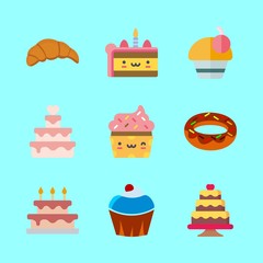 9 cake icons set