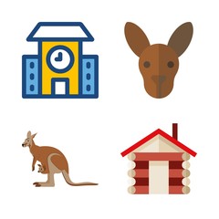 family vector icons set. school, house and kangaroo in this set