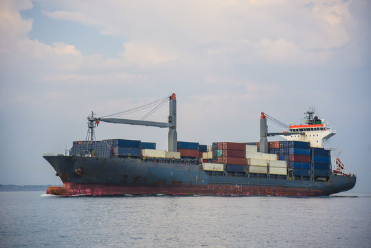 container vessel in the sea